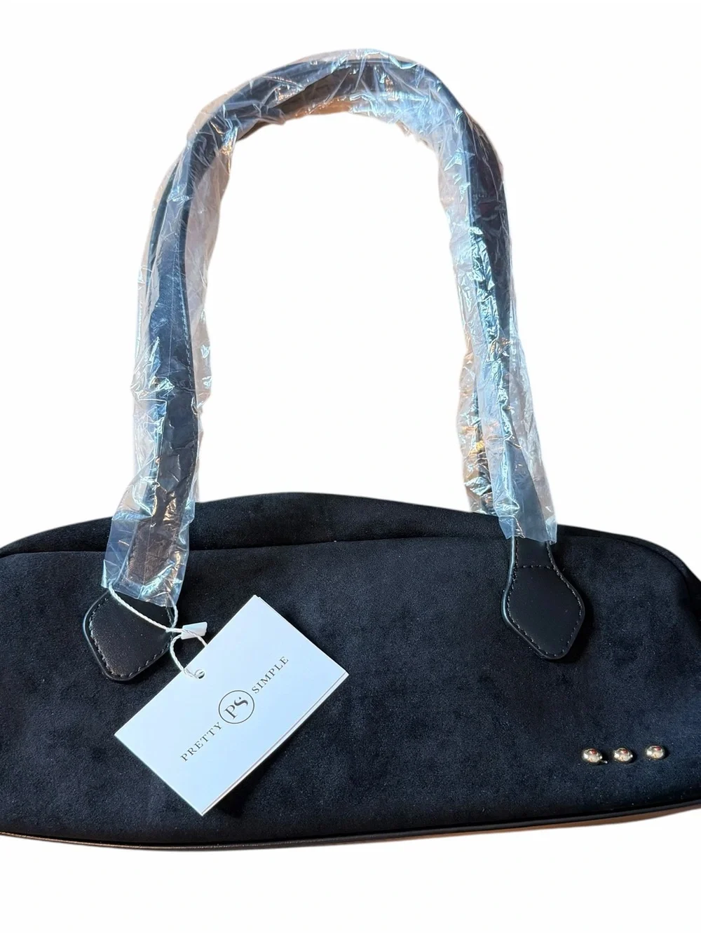 Pretty Simple Sally Vegan Suede Barrel Shoulder Bag High Quality Black